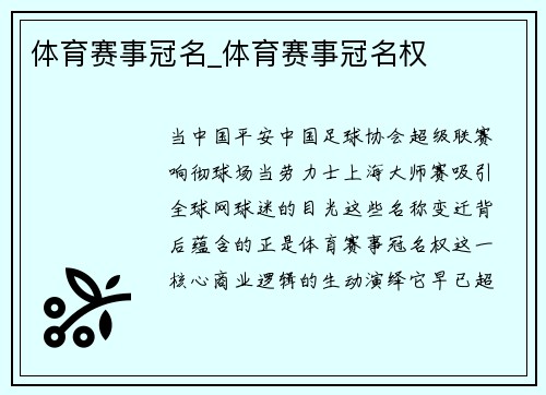体育赛事冠名_体育赛事冠名权